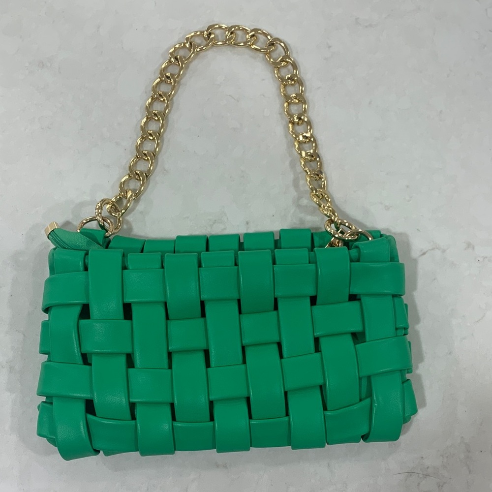 PrettyLittleThing Green Woven Handbag